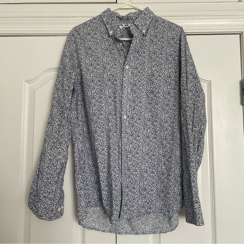 Uniqlo Men's Blue Floral Shirt Sz Medium